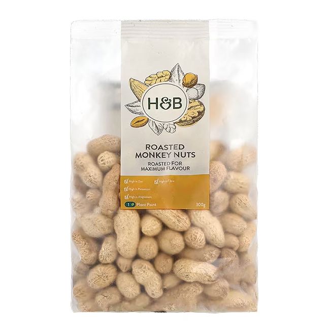 HOLLAND & BARRETT ROASTED MONKEY NUTS kepinti, negliaudyti žemės riešutai, 300 g