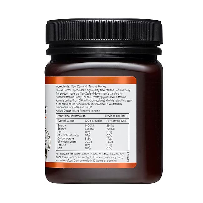 MANUKA DOCTOR MONOFLORAL MANUKA HONEY MGO 70 medus, 250 g