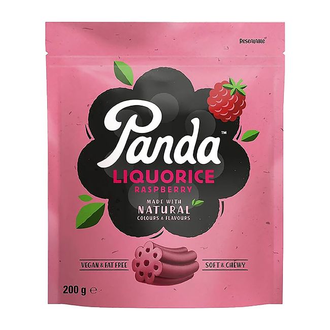 PANDA avietiniai saldymedžio saldainiai, 200 g
