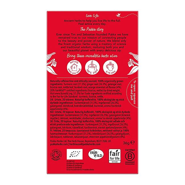 PUKKA TURMERIC ACTIVE arbata, 20 vnt.