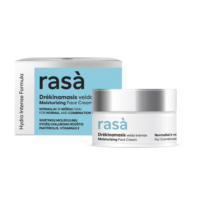 RASA HYDRO INTENSE drėkinamasis kremas normaliai ir mišriai veido odai prižiūrėti, 50 ml