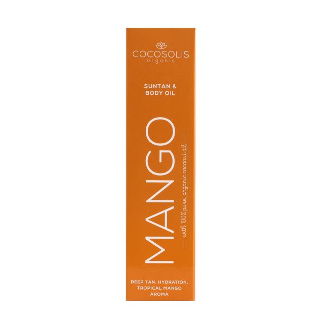 COCOSOLIS ORGANIC MANGO SUNTAN & BODY OIL veido ir kūno įdegio aliejus, 110 ml