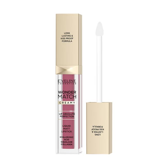 EVELINE WONDER MATCH CREAMY LIQUID MATT skystieji lūpų dažai, 6,8 ml