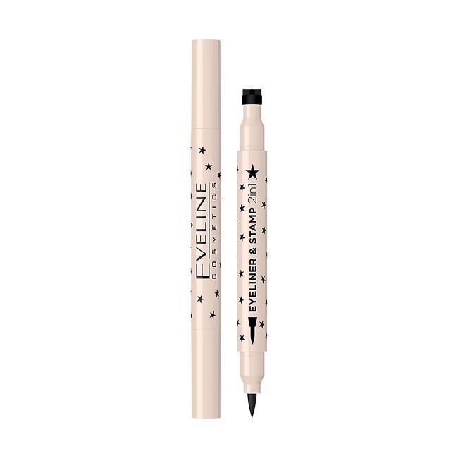 EVELINE EYELINER & STAMP 2IN1 akių pieštukas ir dekoratyvinis antspaudas