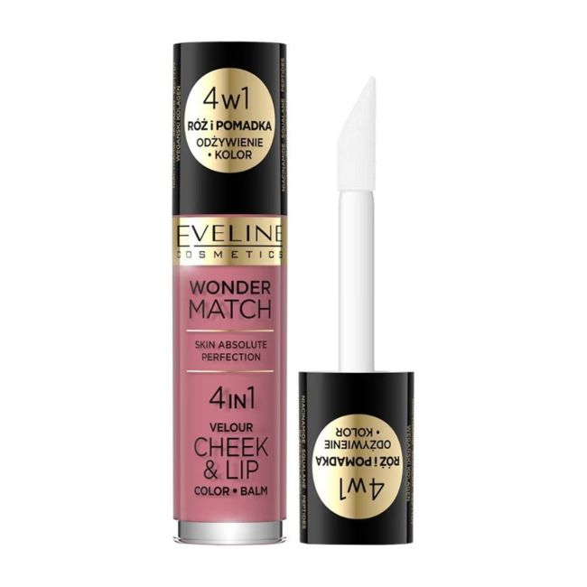 EVELINE WONDER MATCH 4 IN 1 skruostų ir lūpų balzamas, 4,5 ml
