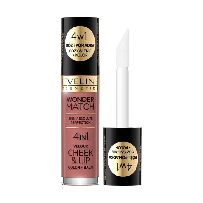 EVELINE WONDER MATCH 4 IN 1 skruostų ir lūpų balzamas, 4,5 ml