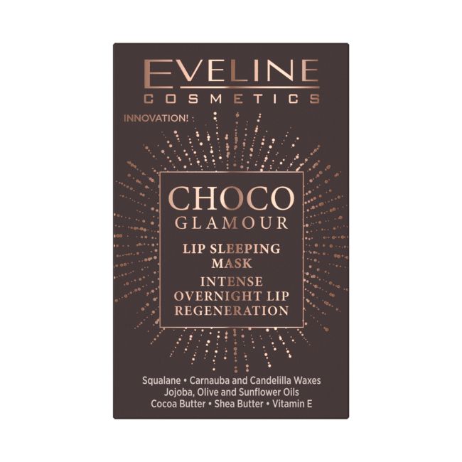 EVELINE CHOCO GLAMOUR SLEEPING naktinė lūpų kaukė, 12 ml