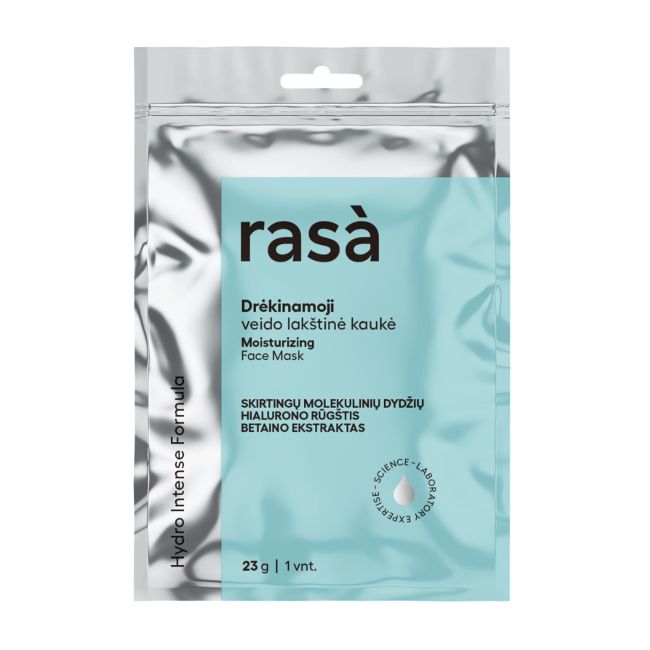 RASA HYDRO INTENSE drėkinamoji lakštinė veido kaukė, 23 g