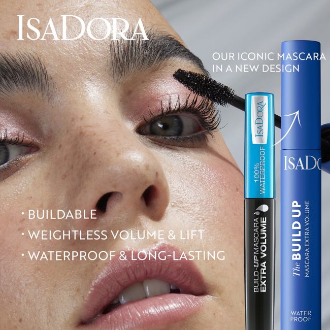 ISADORA THE BUILD UP EXTRA VOLUME atsparus vandeniui blakstienų tušas, 10 ml