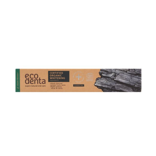 ECODENTA CERTIFIED ORGANIC WHITENING BLACK CHARCOAL dantų pasta, 75 ml