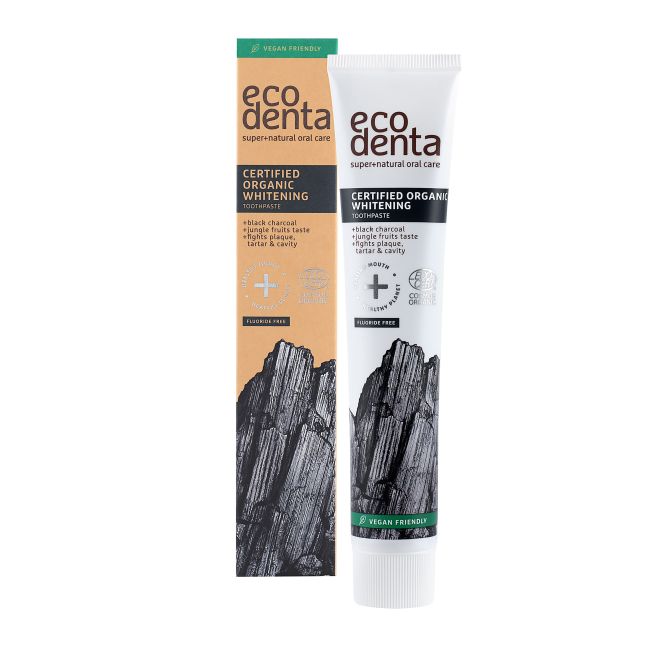 ECODENTA CERTIFIED ORGANIC WHITENING BLACK CHARCOAL dantų pasta, 75 ml