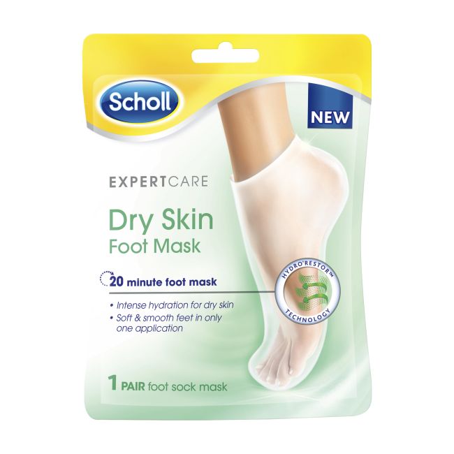 SCHOLL DRY SKIN 20 MINUTE pėdų kaukė kojinės sausai odai prižiūrėti, 1 pora