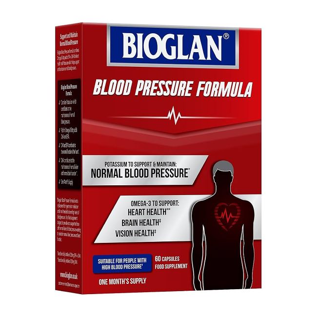 BIOGLAN BLOOD PRESSURE FORMULA maisto papildas kraujospūdžiui, 60 kapsulių