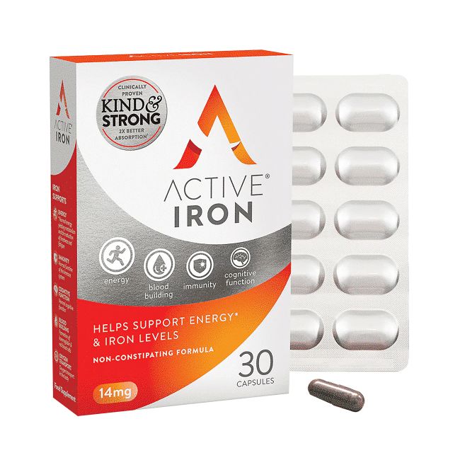 ACTIVE geležis 14 mg, 30 kapsulių