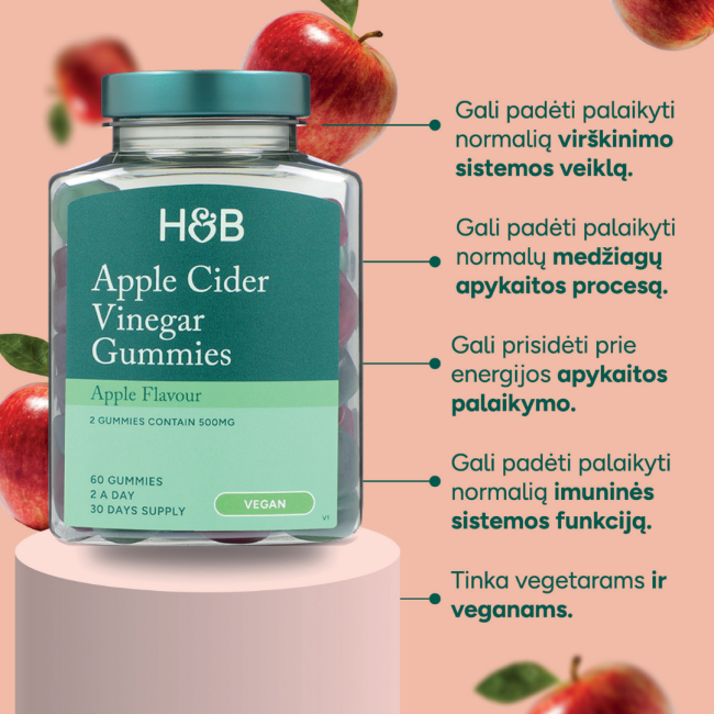 NEW NORDIC obuolių sidro actas, 60 guminukų