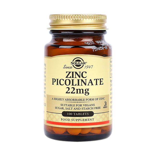 SOLGAR cinko pikolinatas 22 mg, 100 tablečių