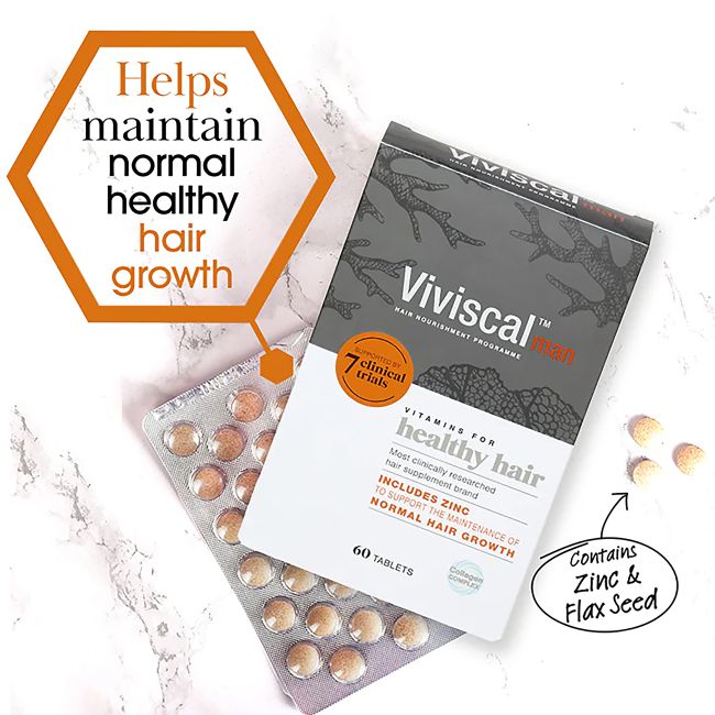 VIVISCAL MAN HEALTHY HAIR vitaminai plaukams, 60 tablečių