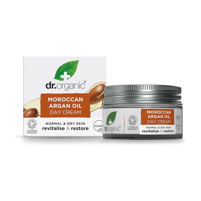 DR.ORGANIC MOROCCAN ARGAN OIL dieninis veido kremas, 50 ml