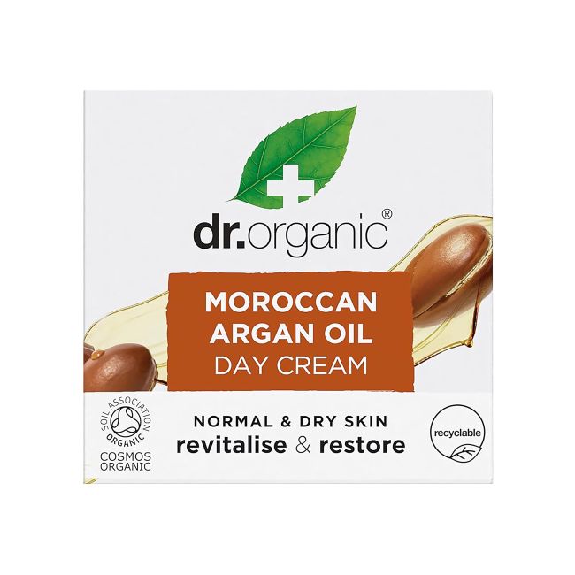 DR.ORGANIC MOROCCAN ARGAN OIL dieninis veido kremas, 50 ml