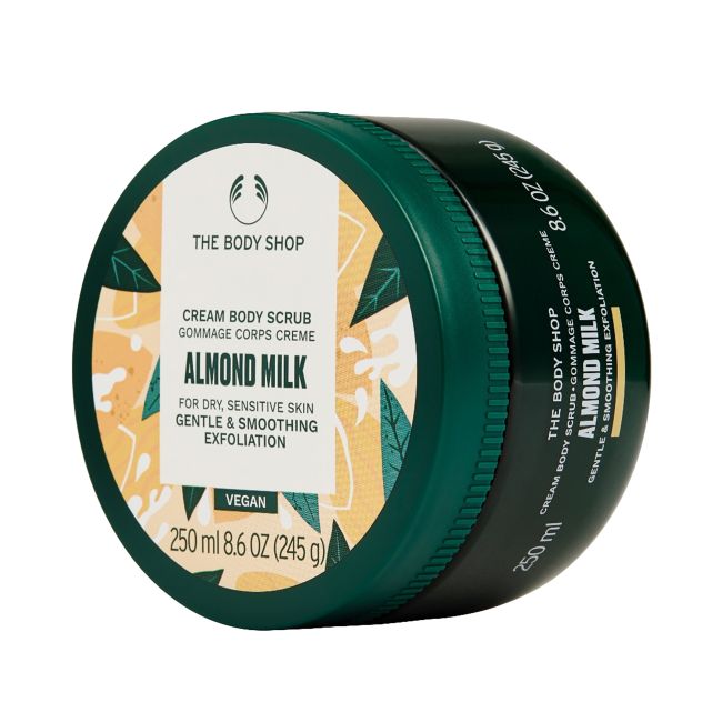 THE BODY SHOP ALMOND MILK kreminis kūno šveitiklis, 240 ml