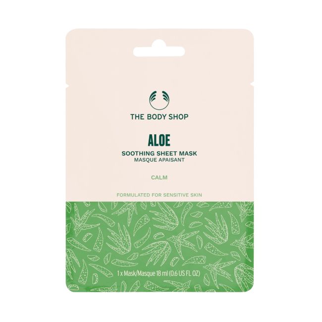 THE BODY SHOP ALOE CALM SOOTHING lakštinė veido kaukė, 18 ml