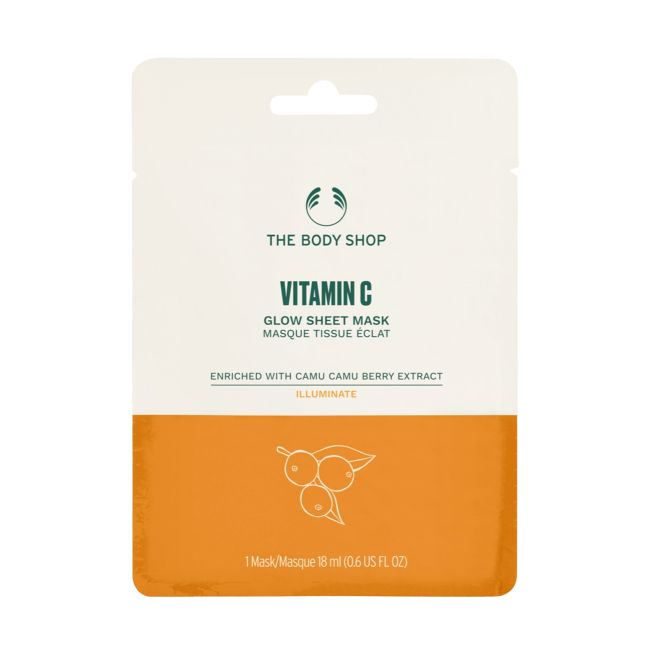 THE BODY SHOP VITAMIN C GLOW lakštinė veido kaukė, 18 ml