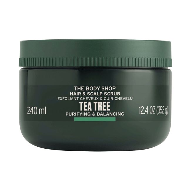THE BODY SHOP TEA TREE PURIFYING & BALANCING plaukų ir galvos odos šveitiklis, 240 ml