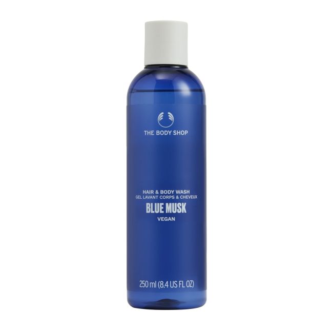 THE BODY SHOP BLUE MUSK plaukų ir kūno prausiklis, 250 ml