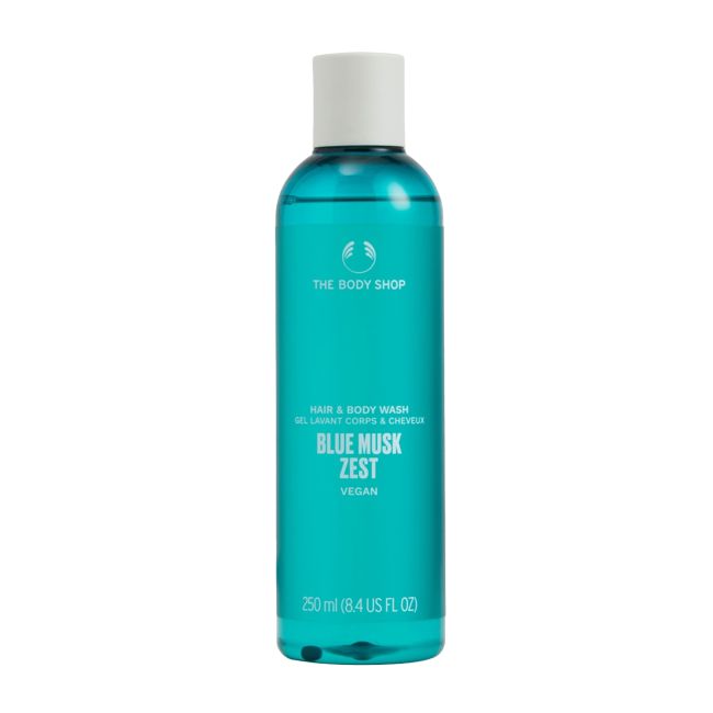 THE BODY SHOP BLUE MUSK ZEST plaukų ir kūno prausiklis, 250 ml