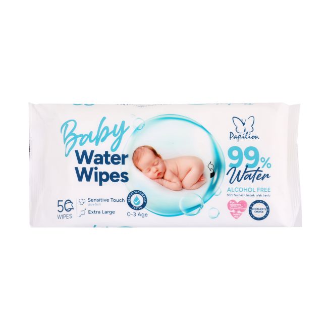 PAPILION BABY WATER WIPES drėgnos vaikų servetėlės (50 vnt.)