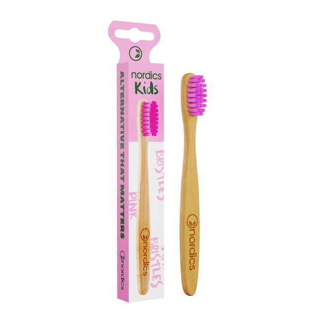 NORDICS KIDS BAMBOO PINK SOFT/MEDIUM vaikų dantų šepetėlis