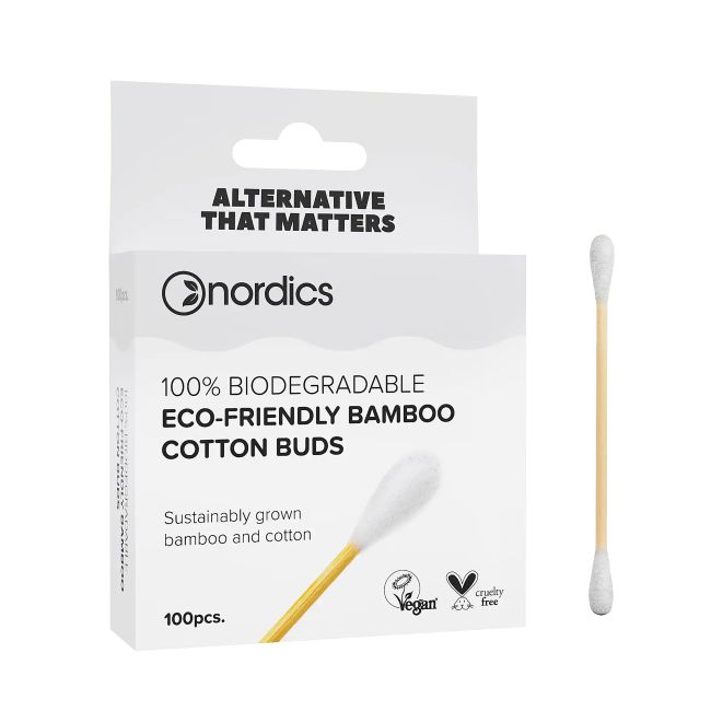 NORDICS BAMBOO WHITE COTTON vatos pagaliukai (100 vnt.)