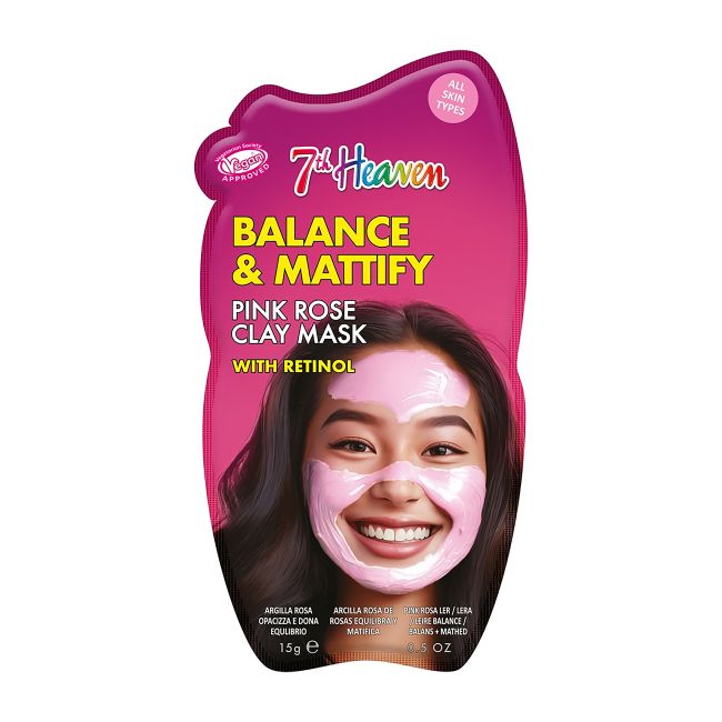 7TH HEAVEN BALANCE & MATTIFY PINK ROSE CLAY veido kaukė, 15 ml