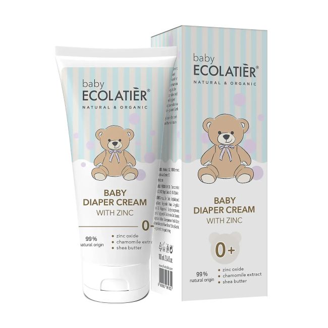 ECOLATIER BABY DIAPER WITH ZINC kūdikių vystyklų kremas, 100 ml