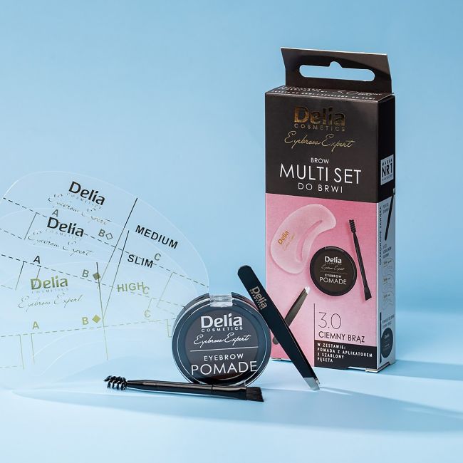 DELIA EYEBROW EXPERT CIEMNY BRĄZ antakių priežiūros rinkinys