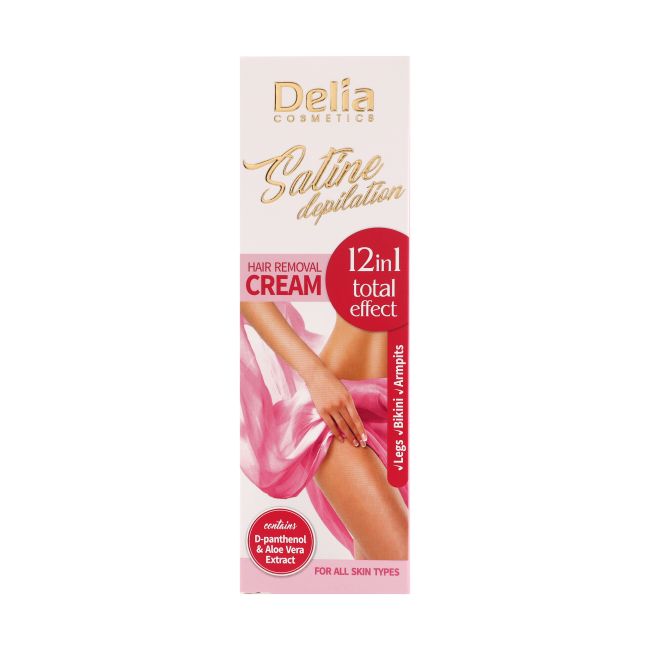 DELIA SATINE DEPILATION 12 IN 1 TOTAL EFFECT depiliacinis kūno kremas, 100 ml