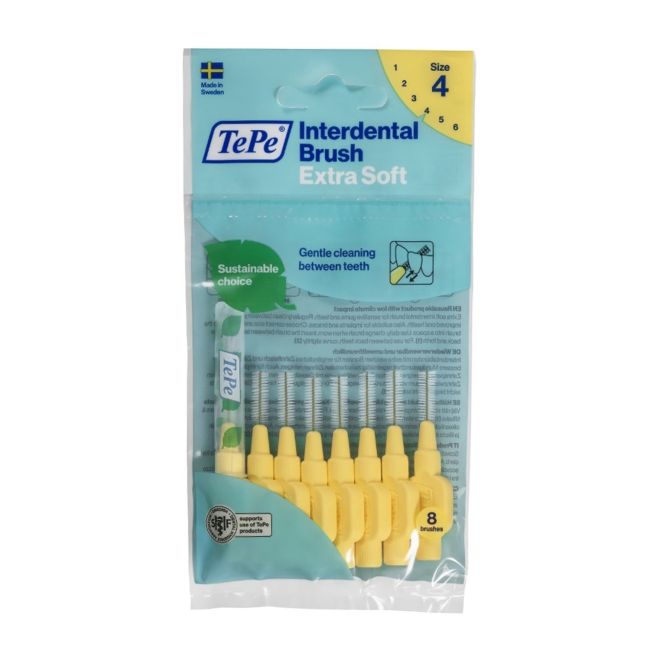 TEPE EXTRA SOFT tarpdančių šepetėliai, labai minkšti (8 vnt.)
