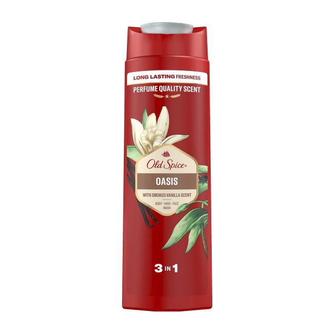 OLD SPICE OASIS 3 IN 1 kūno, plaukų ir veido prausiklis, 400 ml