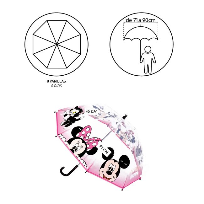 CERDA UMBRELLA POE MANUAL BUBBLE MINNIE vaikų skėtis