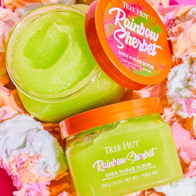 TREE HUT RAINBOW SHERBET SHEA SUGAR kūno šveitiklis, 510 g
