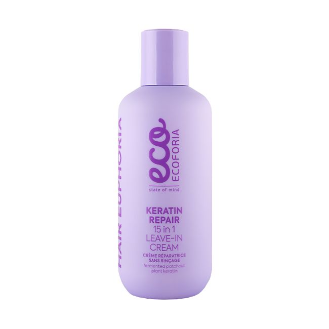 ECOFORIA KERATIN REPAIR 15 IN 1 nenuplaunamas plaukų kremas, 200 ml