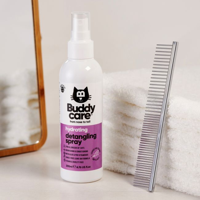 BUDDYCARE HYDRATING DETANGLING purškiklis kačių kailiui šukuoti, 200 ml