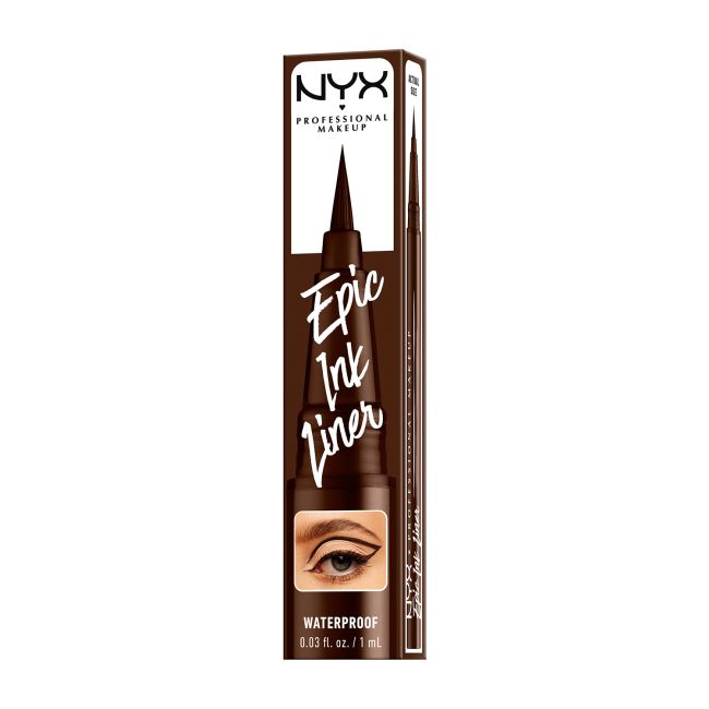 NYX PROFESSIONAL MAKEUP EPIC INK LINER akių kontūro skystis su plunksnele, 1 ml