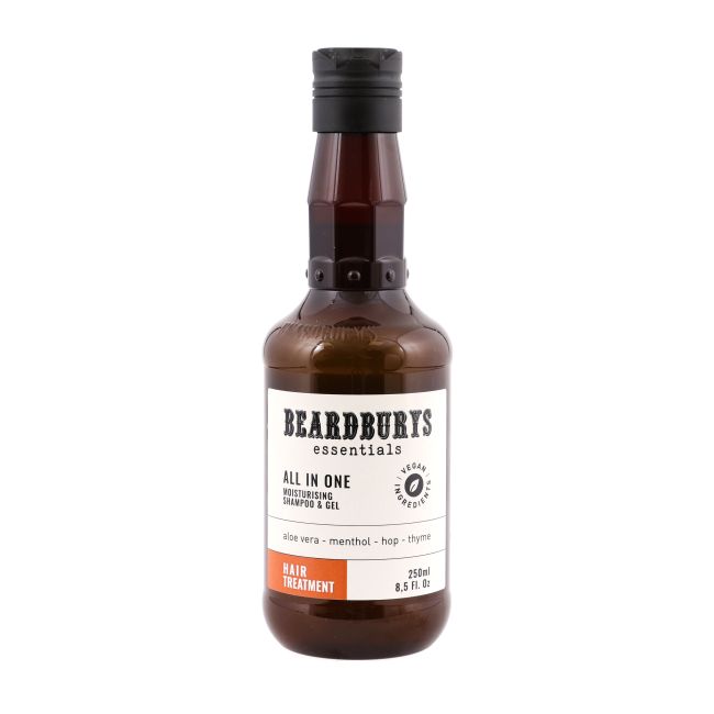 BEARDBURYS ALL IN ONE MOISTURISING plaukų šampūnas ir dušo želė, 250 ml