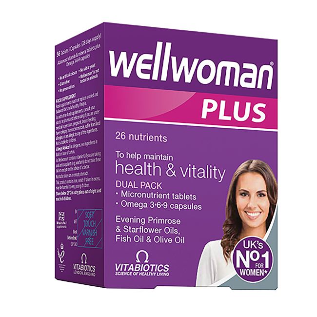 VITABIOTICS WELLWOMAN PLUS maisto papildas moterims, 28 kapsulės ir 28 tabletės