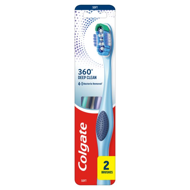 COLGATE 360 DEEP CLEAN SOFT dantų šepetėliai (2 vnt.)