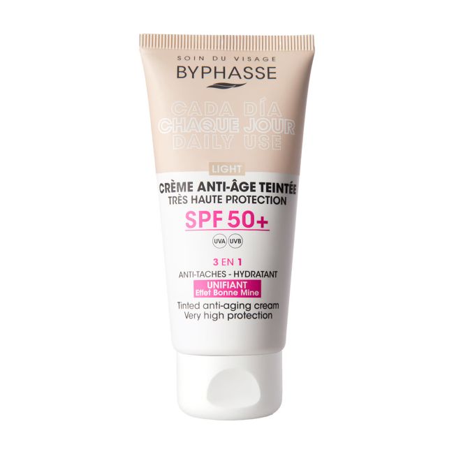 BYPHASSE 3 IN 1 SPF50+ LIGHT atspalvį suteikiantis apsauginis veido kremas, 50 ml