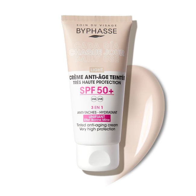 BYPHASSE 3 IN 1 SPF50+ LIGHT atspalvį suteikiantis apsauginis veido kremas, 50 ml