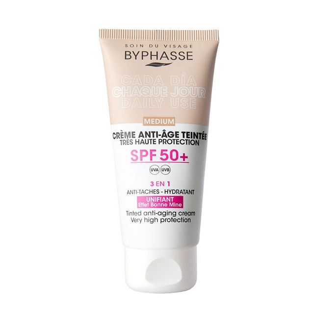 BYPHASSE 3 IN 1 SPF50+ MEDIUM atspalvį suteikiantis apsauginis veido kremas, 50 ml