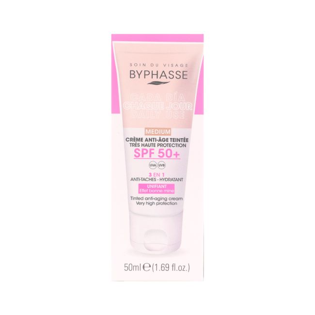 BYPHASSE 3 IN 1 SPF50+ MEDIUM atspalvį suteikiantis apsauginis veido kremas, 50 ml